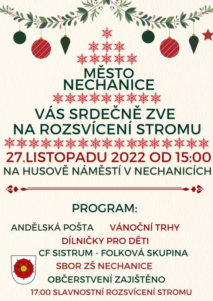 Rozsvícení vánočního stromu v Nechanicích